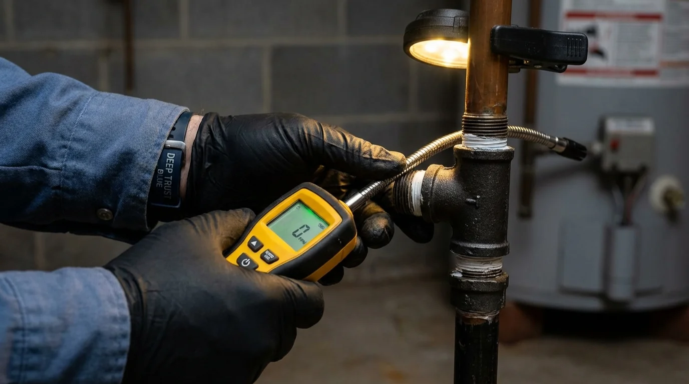 Gas leak detection with electronic sniffer by Johns Plumbing LLC in Stuart